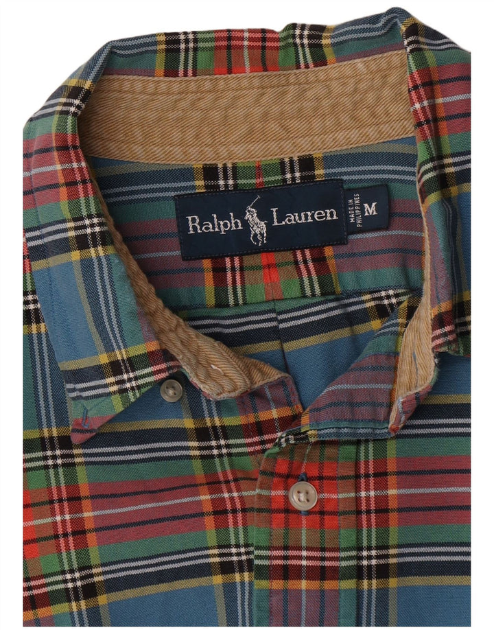 Camisa masculina de flanela Ralph Lauren de algodão xadrez azul médio