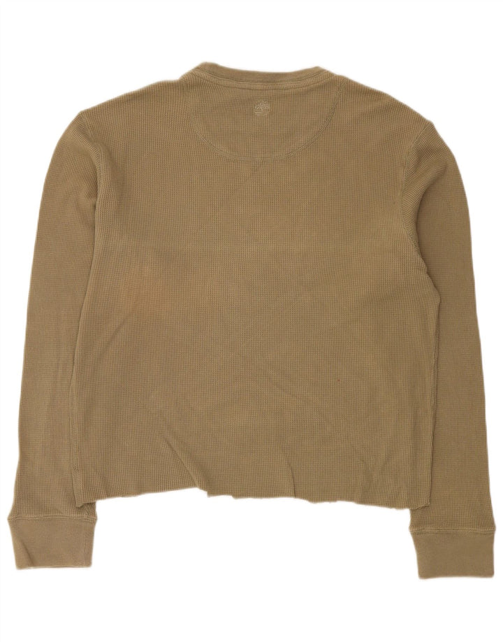 Timberland Mens Graphic Top Manga Longa Grande Algodão Bege