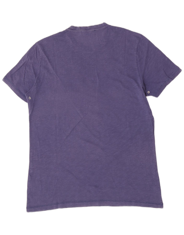 Guess By Marciano Camiseta masculina gráfica grande algodão manchado azul marinho
