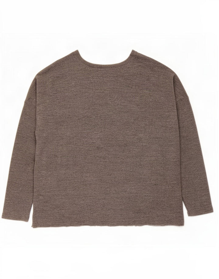 Zara Top feminino oversized manga comprida Reino Unido 14 cinza médio