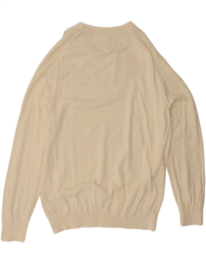 TOMMY HILFIGER Mens Boat Neck Jumper Sweater XL Off White Cotton Vintage Tommy Hilfiger and Second-Hand Tommy Hilfiger from Messina Hembry 