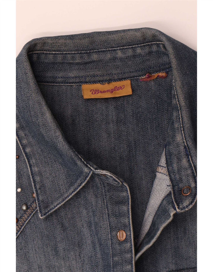Camisa jeans feminina sem mangas Wrangler Reino Unido 16 grande azul
