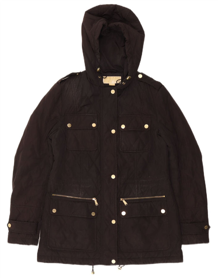 MICHAEL KORS Jaqueta feminina acolchoada com capuz e ajuste solto Reino Unido 10 pequena preta