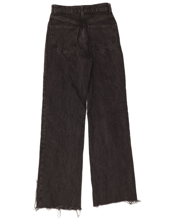 Calça jeans feminina Zara com perna larga EU 36 XS W26 L33 algodão preto