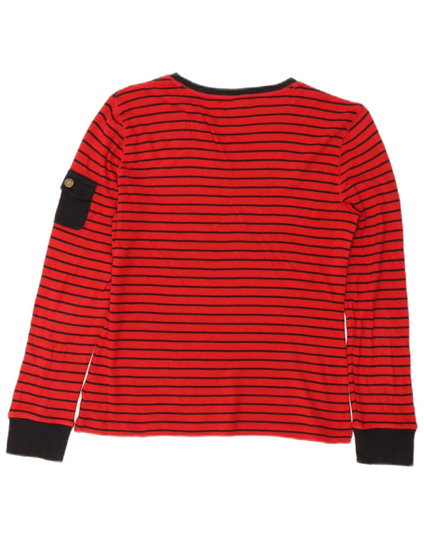 Top feminino CHAPS manga comprida UK 12 algodão listrado vermelho médio