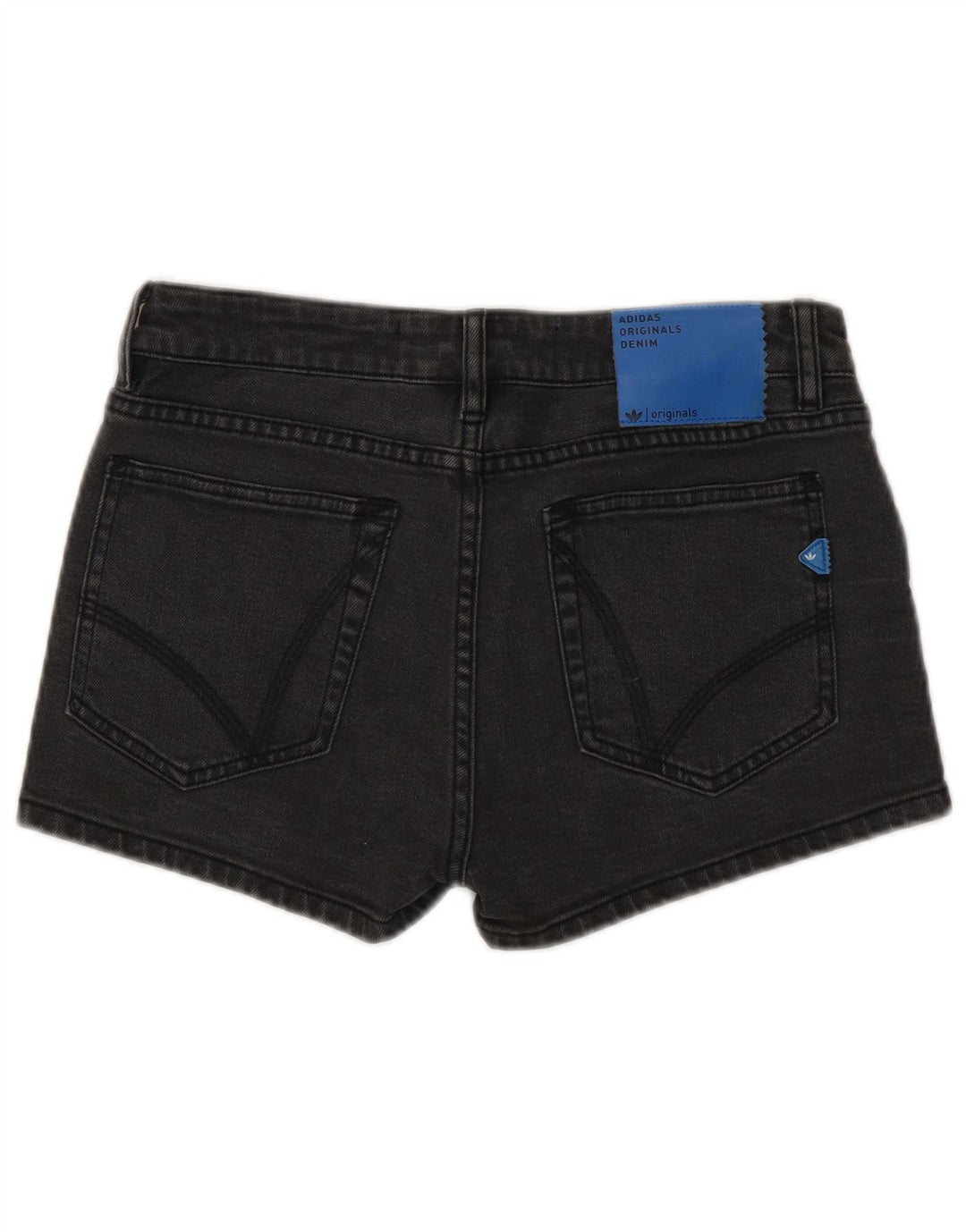 Shorts jeans feminino Adidas W26 pequeno algodão cinza