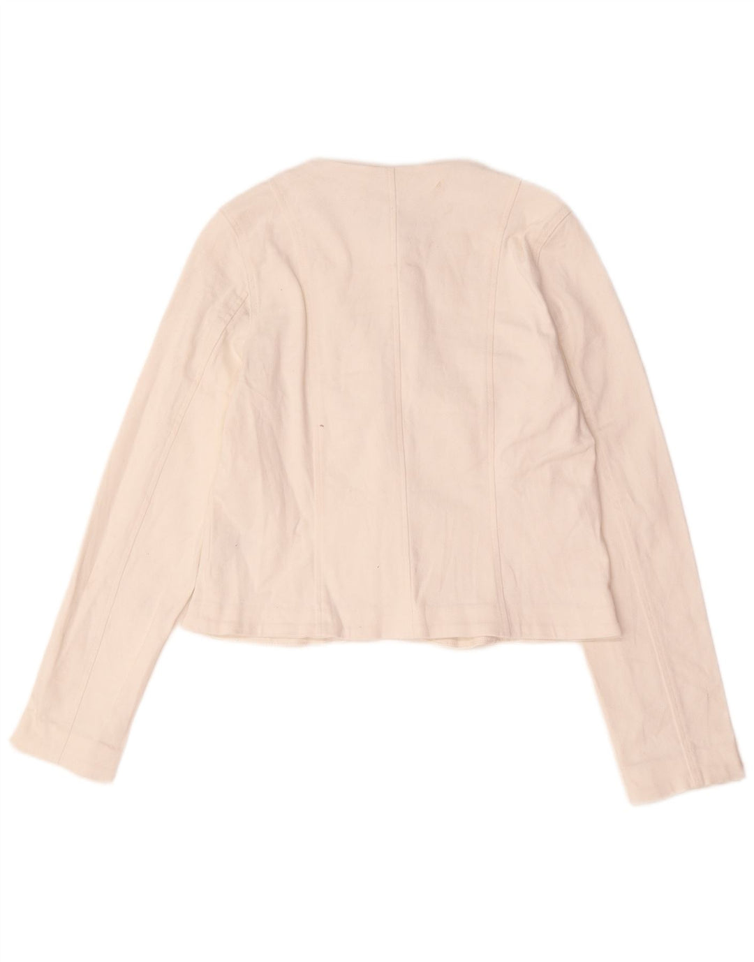 Jaqueta blazer feminina Lipsy Crop 5 botões Reino Unido 12 algodão branco médio