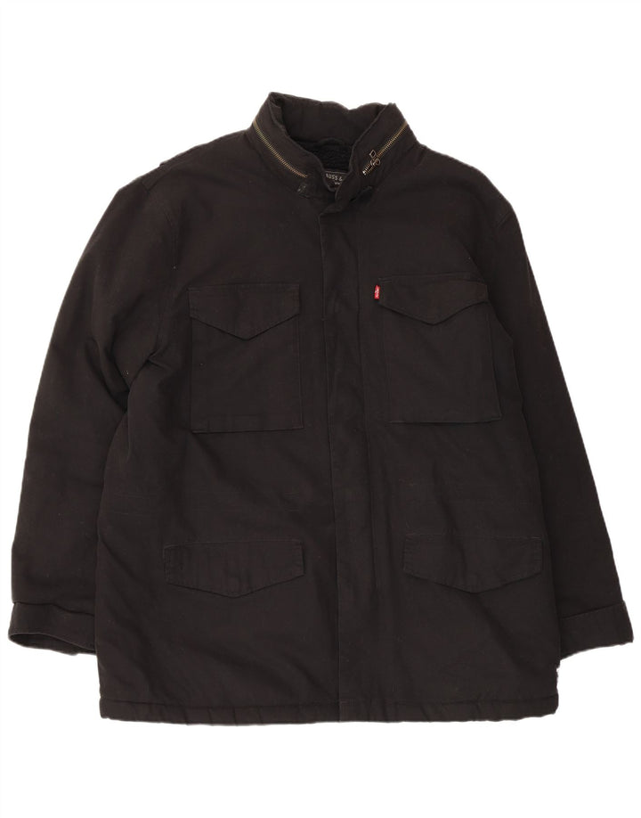 Jaqueta utilitária masculina Sherpa LEVI'S Reino Unido 42 XL algodão preto