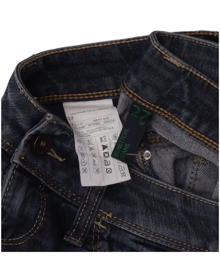 Calça jeans feminina cintura baixa Benetton W27 L30 algodão azul