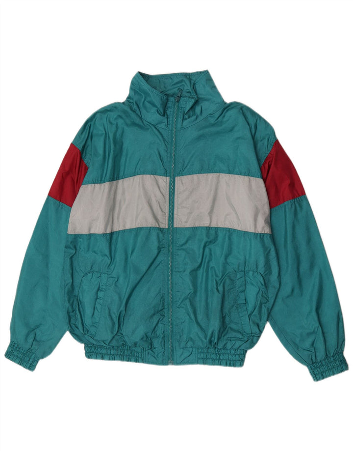 Jaqueta superior de agasalho masculino vintage poliamida colorblock verde médio