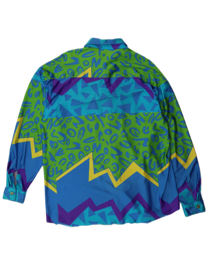 Camisa masculina VINTAGE XL azul geométrica