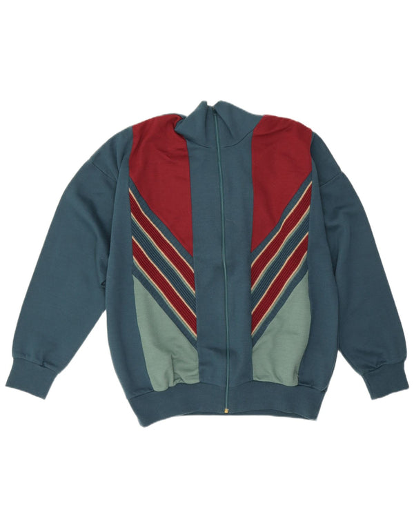 Suéter Cardigan Masculino Vintage UK 40 Acrílico Colourblock Azul Médio