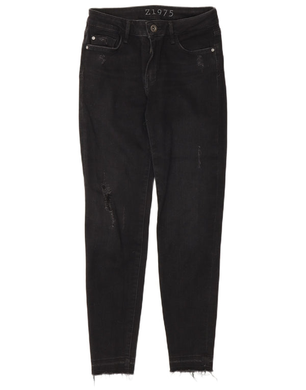 Zara feminino Z1975 jeans skinny desgastados UE 34 2XS W24 L26 preto