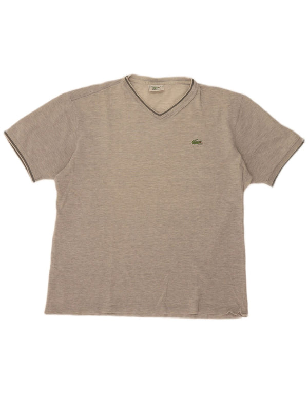 Camiseta masculina Lacoste tamanho superior 5 grande algodão manchado cinza
