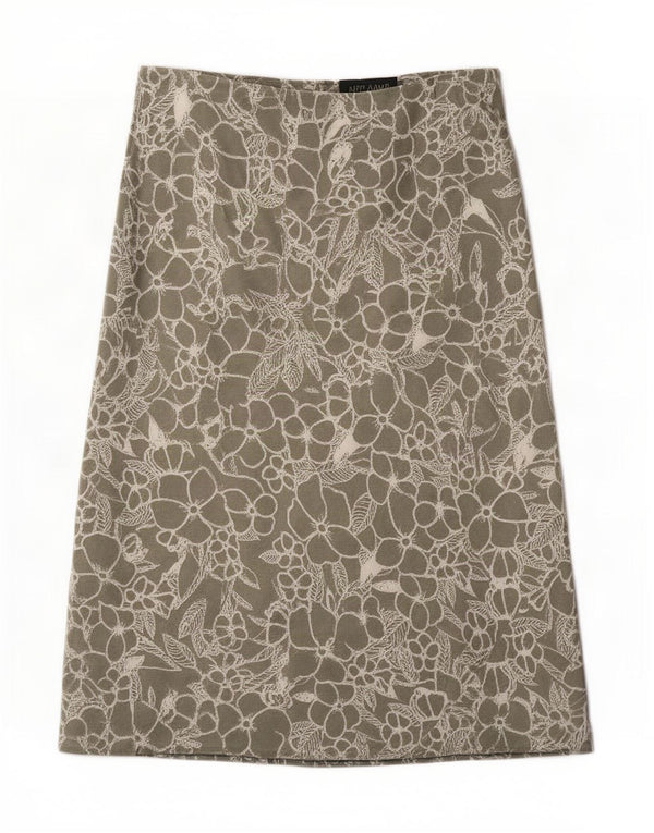Saia midi feminina Marks & Spencer Reino Unido 12 médio W32 viscose floral verde