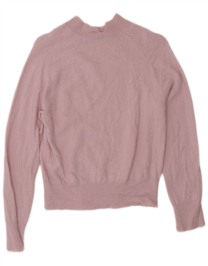 Suéter feminino Jigsaw com gola tartaruga, Reino Unido, 10 lã rosa pequena