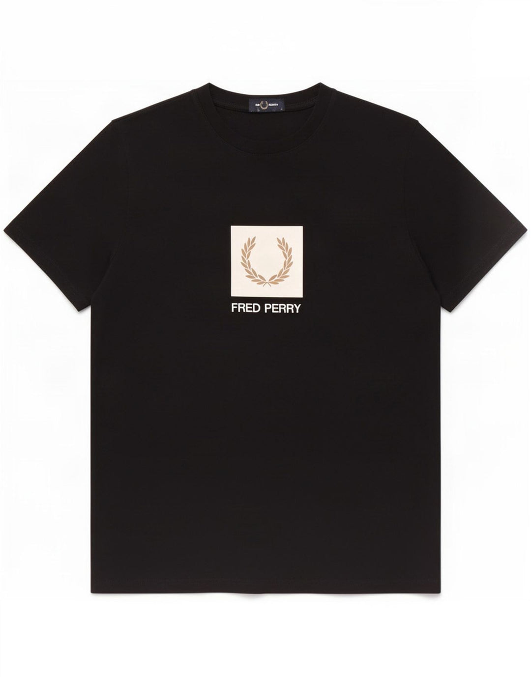 Fred Perry Camiseta masculina gráfica Top médio algodão preto