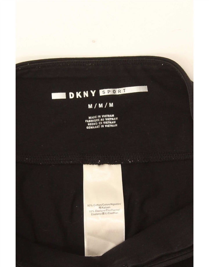 Dkny Womens Crop Graphic Leggings UK 12 Médio Algodão Preto