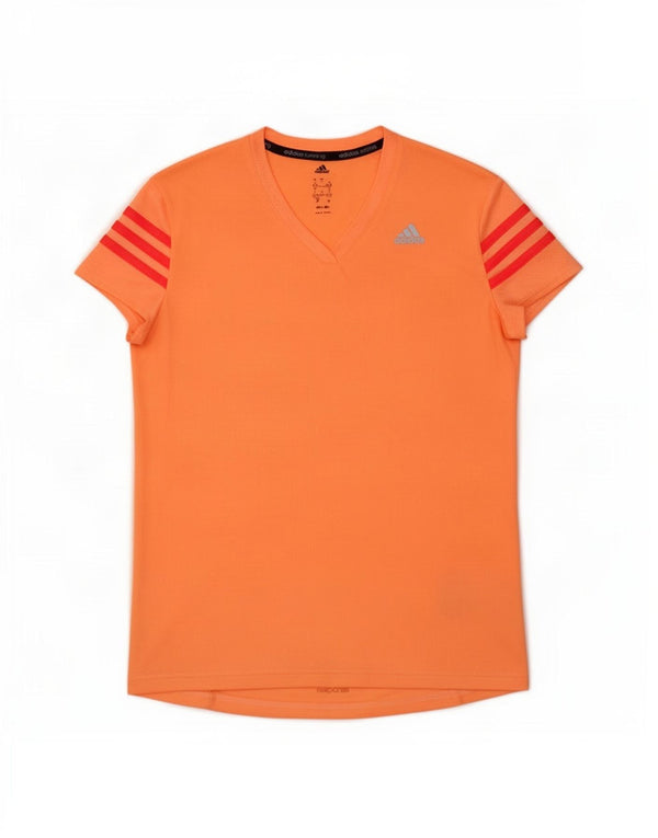 Adidas Womens Climalite T-Shirt Top UK 8/10 Pequeno Laranja Poliéster