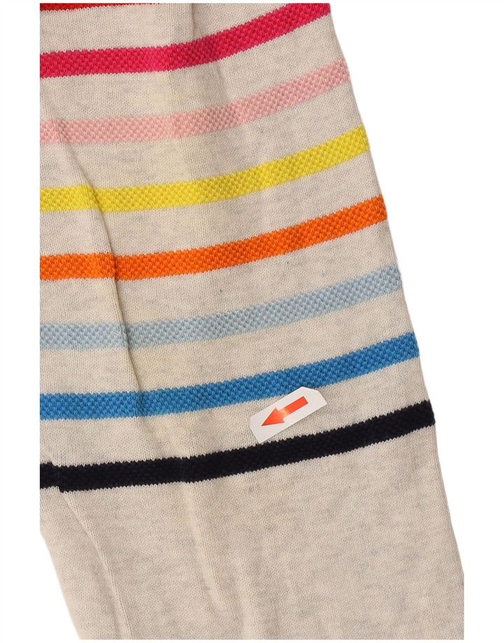 Suéter masculino Benetton com gola redonda listrado cinza médio