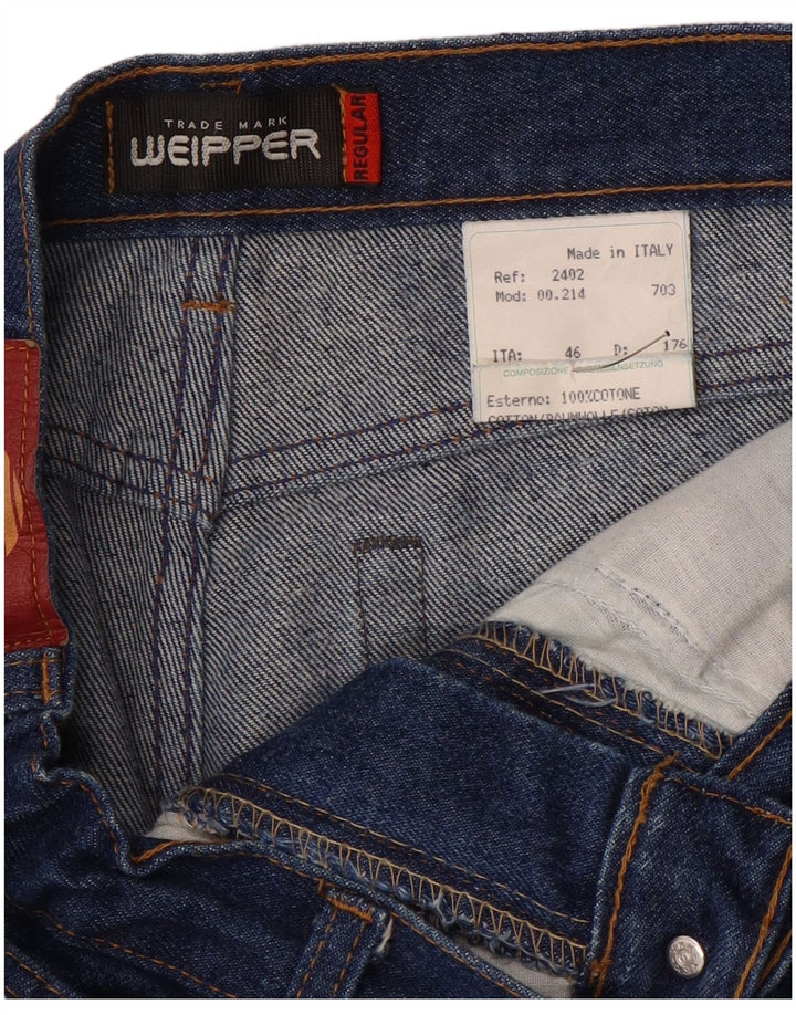 Weipper Mens Straight Jeans IT 46 Pequeno W28 L33 Azul Algodão