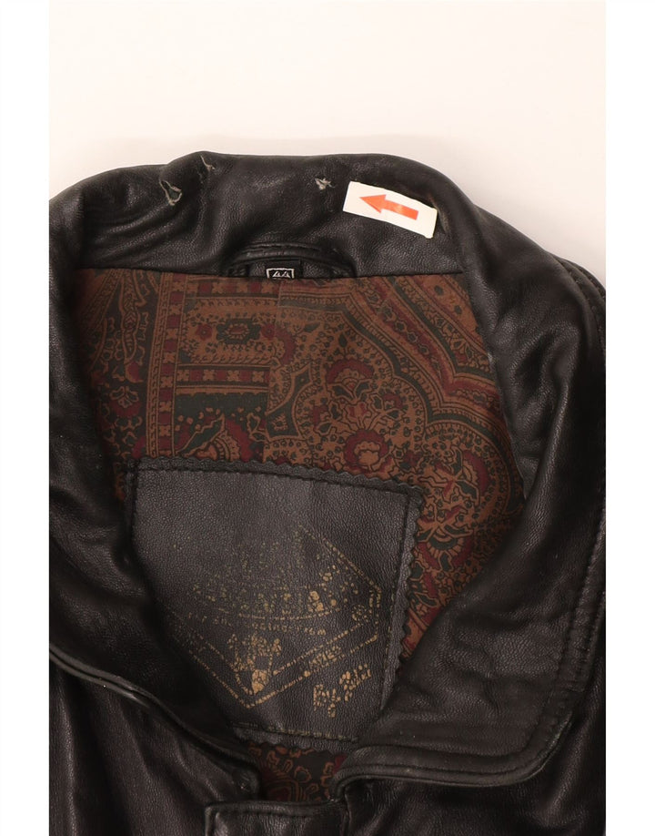 Jaqueta de couro masculina vintage UK 44 2XL couro preto