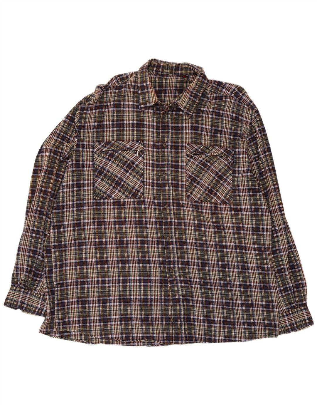 Camisa masculina de flanela de ajuste regular do projeto europeu 2XL xadrez multicolorida