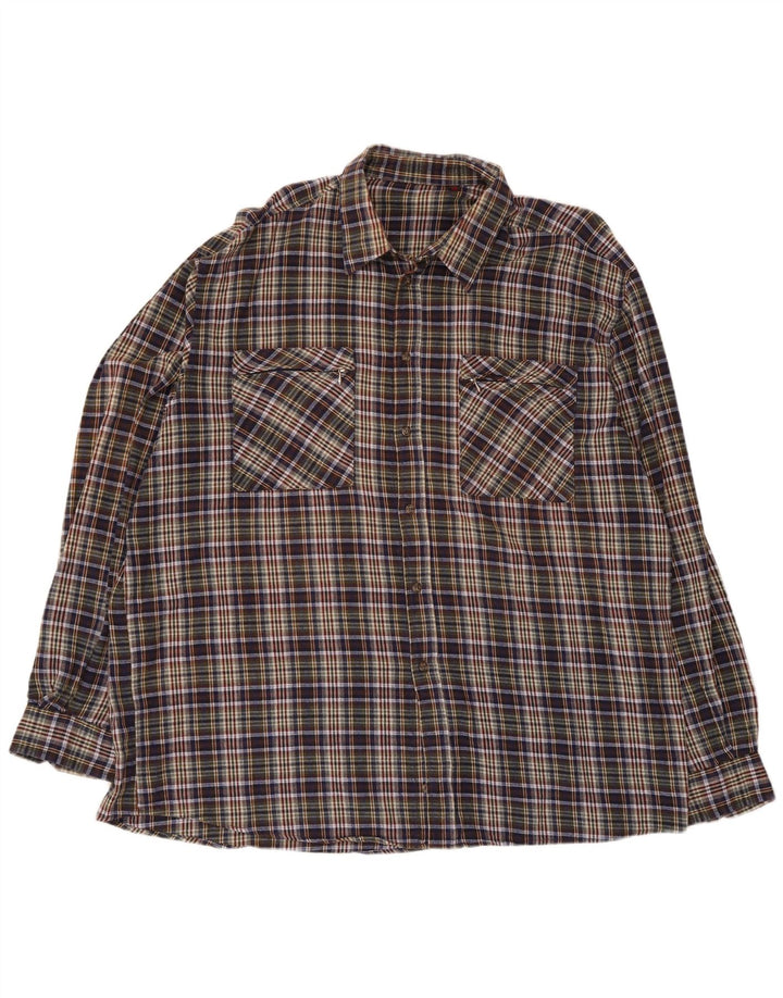 Camisa masculina de flanela de ajuste regular do projeto europeu 2XL xadrez multicolorida
