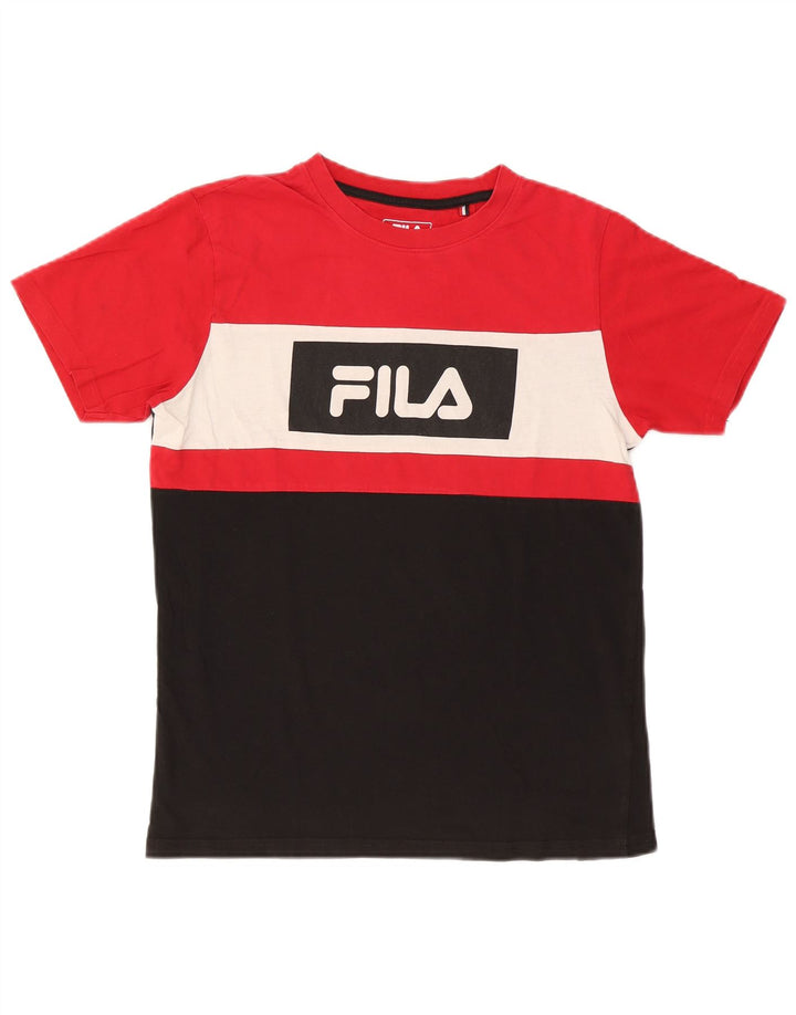 Fila Mens Graphic T-Shirt Top Pequeno Multicolorido Colorblock Algodão