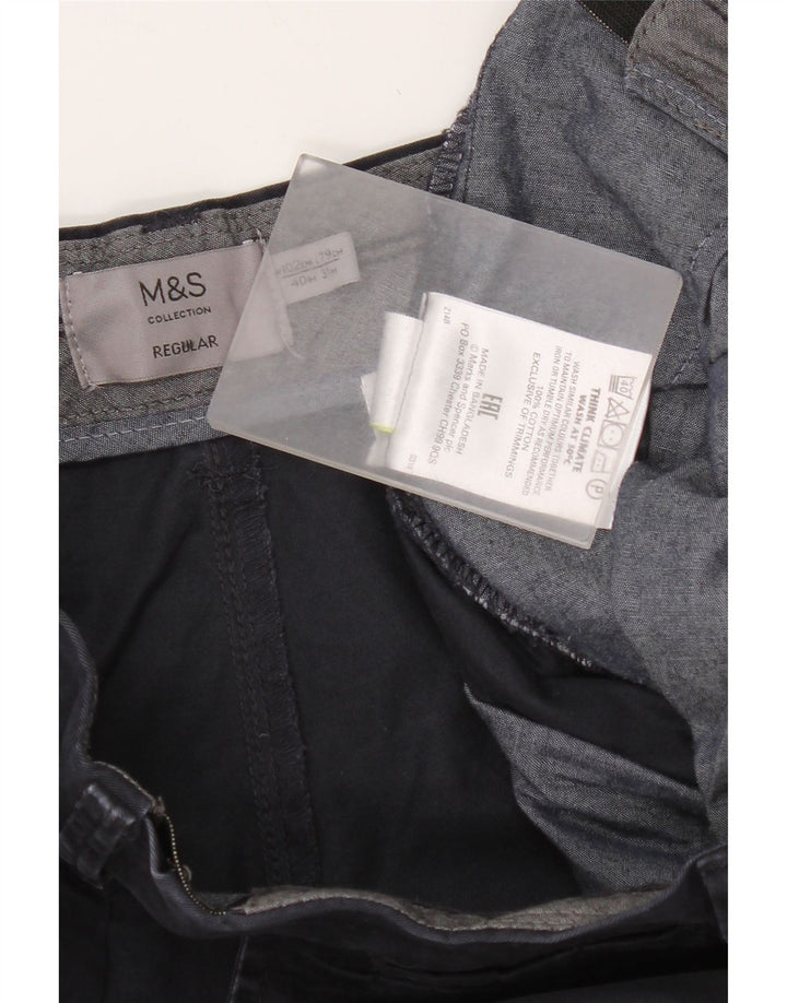 Calça Chino Regular Masculina Marks & Spencer W40 L31 Algodão Azul Marinho