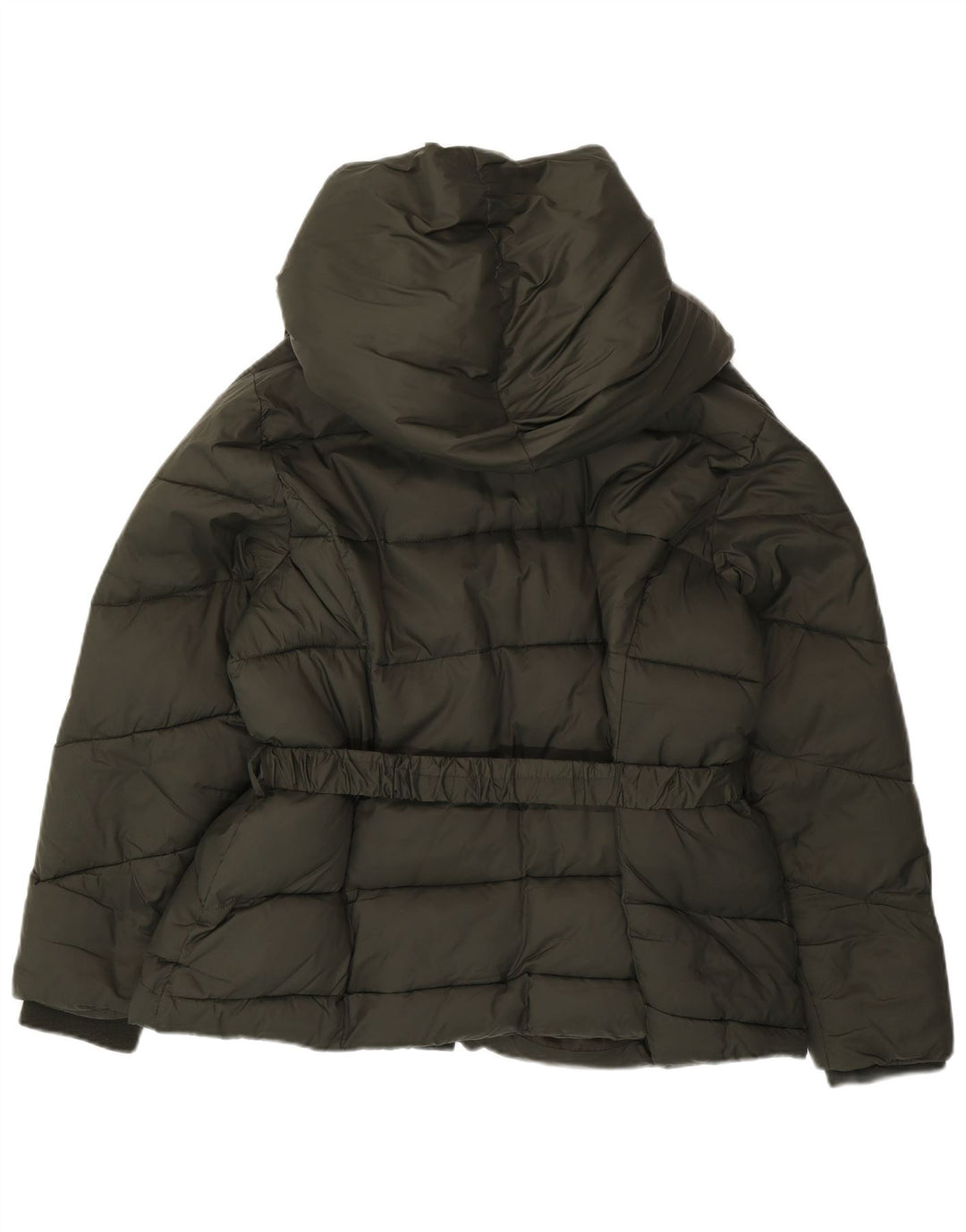 Jaqueta feminina acolchoada com capuz MONSOON UK 18 XL cáqui nylon