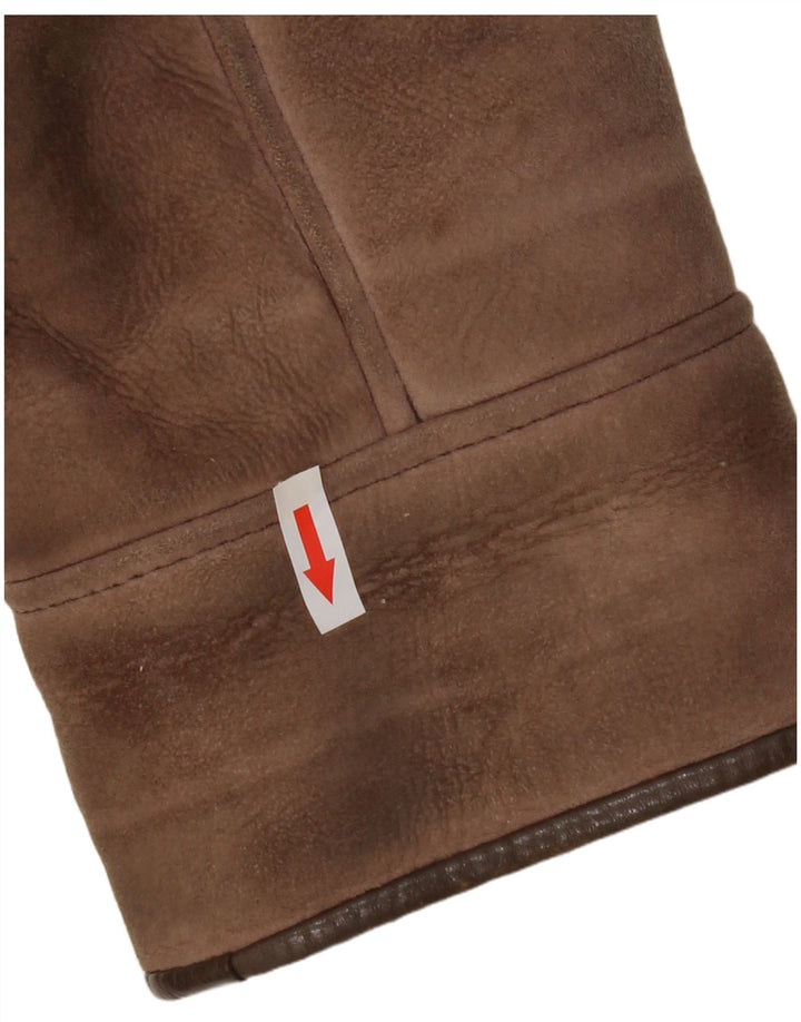 Jaqueta feminina Shearling Nurseys Reino Unido 16 grande pele de carneiro marrom