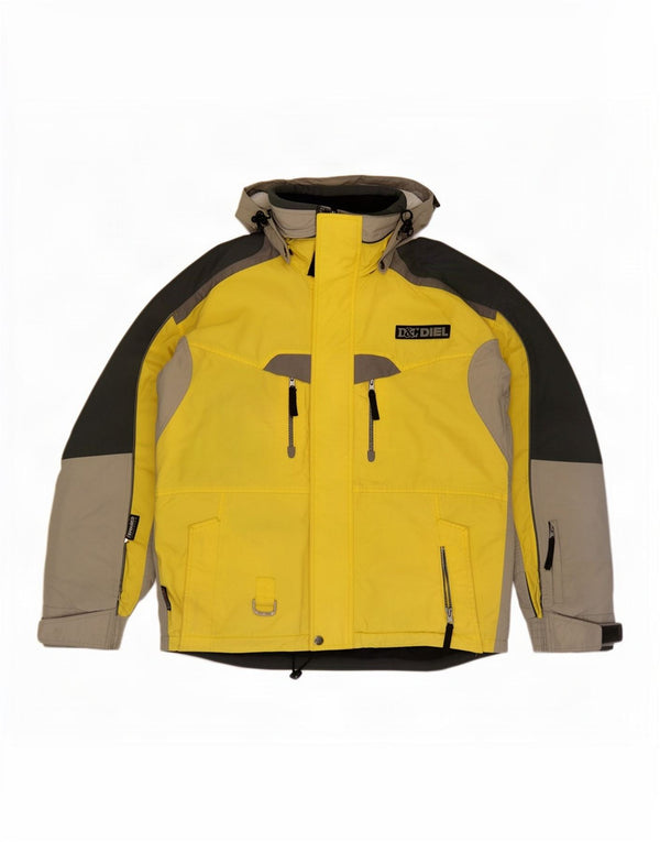 Jaqueta de esqui masculina Diel com capuz UK 38 bloco colorido amarelo médio