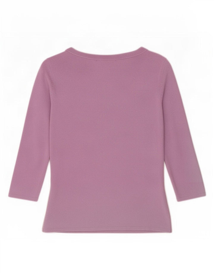 Top feminino Zara manga 3/4 Reino Unido 12 viscose roxa média