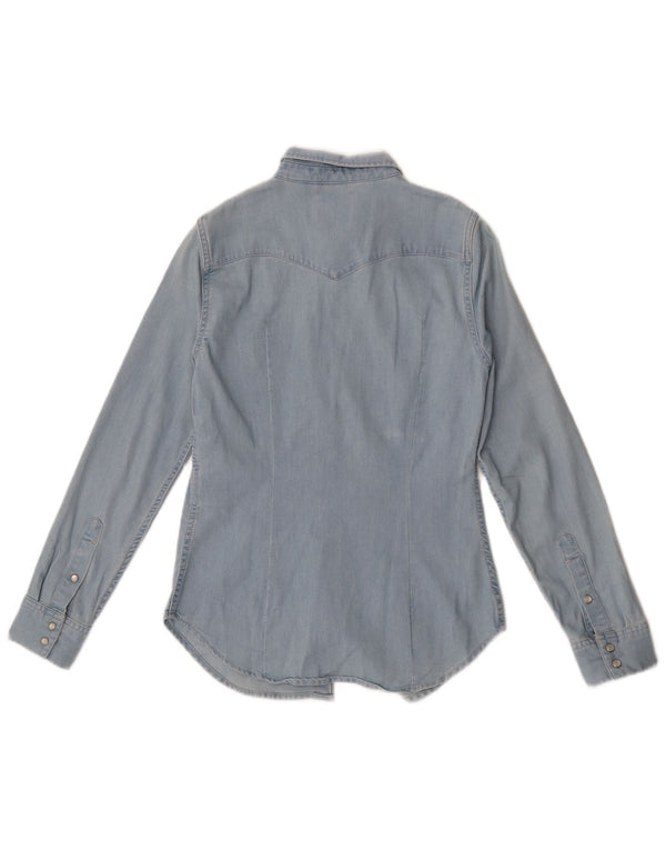 Camisa Jeans Feminina Levi's Ajuste Sob Medida Reino Unido 4 XS Azul Algodão