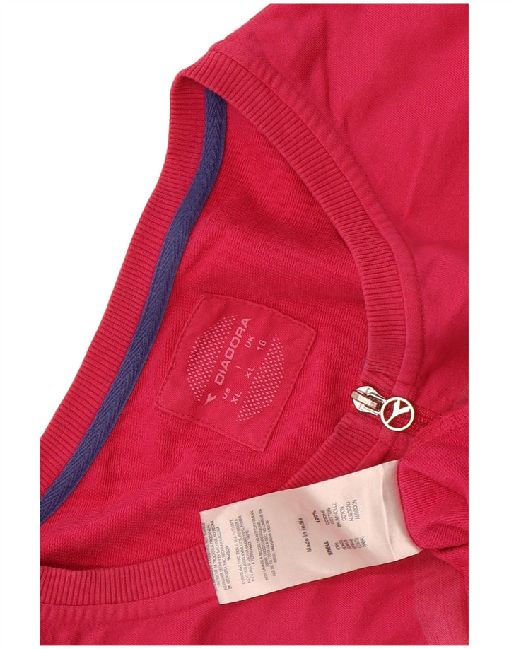 Diadora Womens Graphic Oversized Tracksuit Top Jacket UK 16 Grande Rosa
