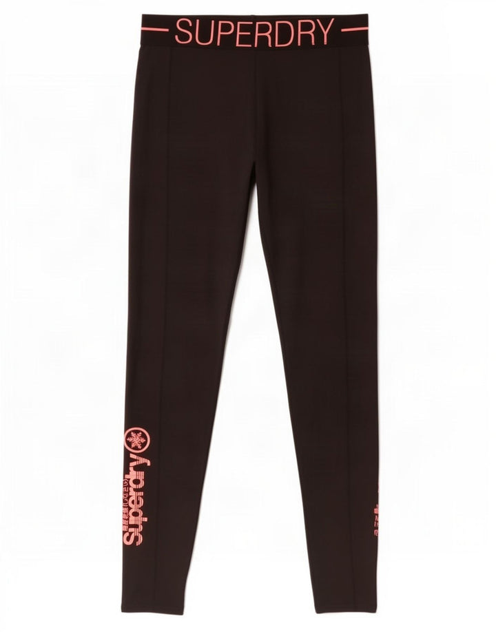 Leggings gráficas femininas Superdry UK 14 poliéster preto médio