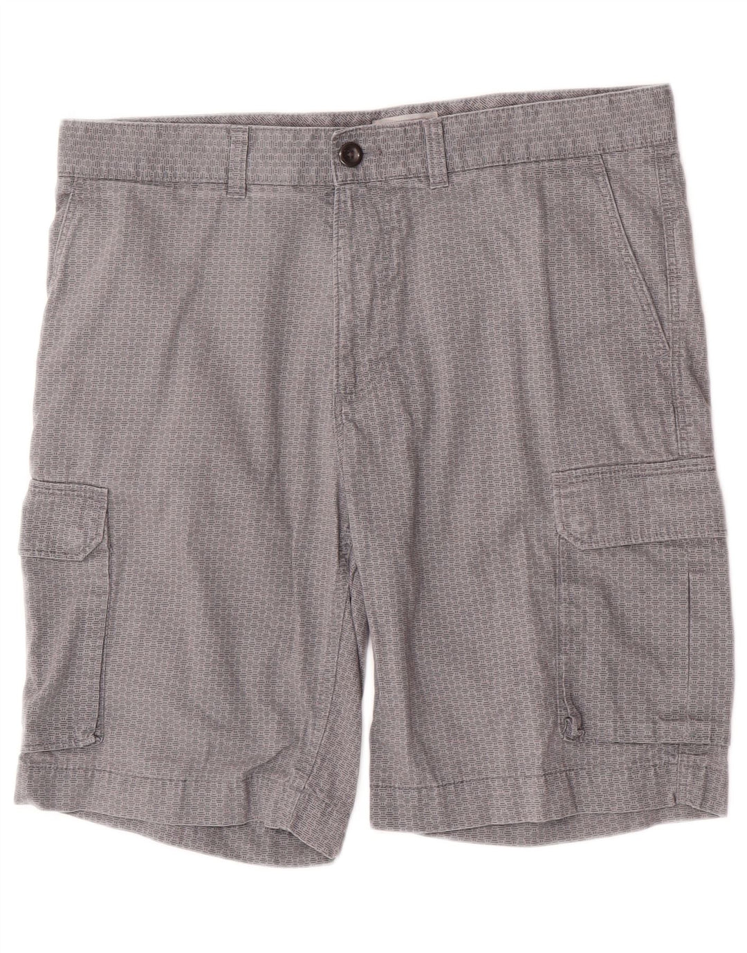 Shorts cargo masculino Marks & Spencer W34 grande algodão geométrico cinza