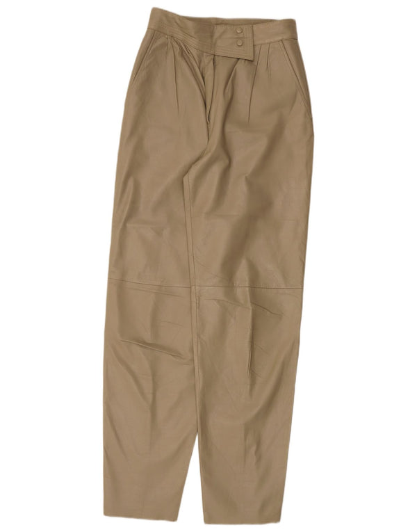 Calça feminina C&A de couro cônico EU 40 médio W28 L32 couro bege