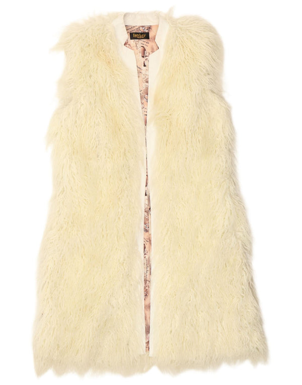 Jayley Womens Open Faux Fur Gilet UK 12 Médio Off White Modacryl