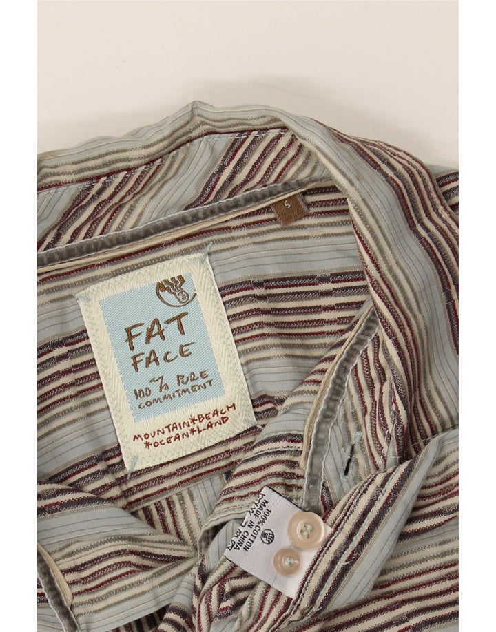 Camisa masculina FAT FACE pequena listrada cinza de algodão