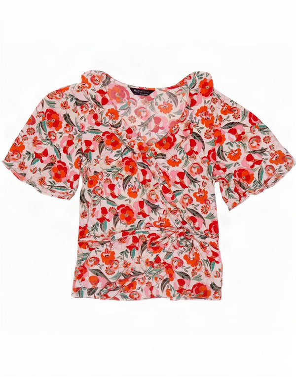Blusa feminina Marks & Spencer UK 10 pequena viscose floral multicolorida
