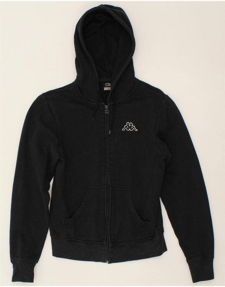 KAPPA Boys Zip Hoodie Sweater 11-12 Years Large Black Cotton Vintage Kappa and Second-Hand Kappa from Messina Hembry 