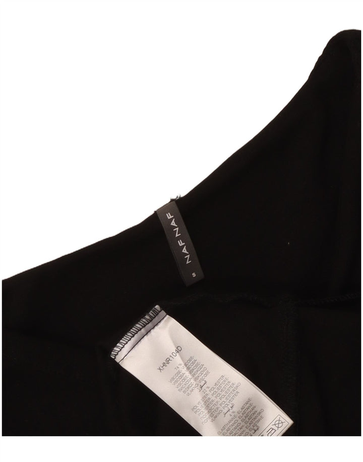 Vestido básico feminino Naf Naf manga 3/4 UK 8 pequeno preto viscose