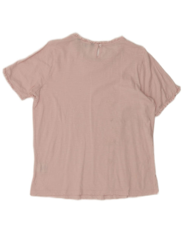 CREW CLOTHING Blusa feminina Top UK 10 algodão rosa pequeno