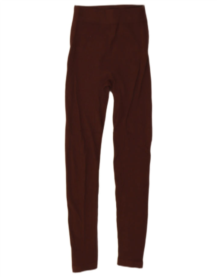 Zara Leggings Mulher UK 4 XS Marrom Nylon