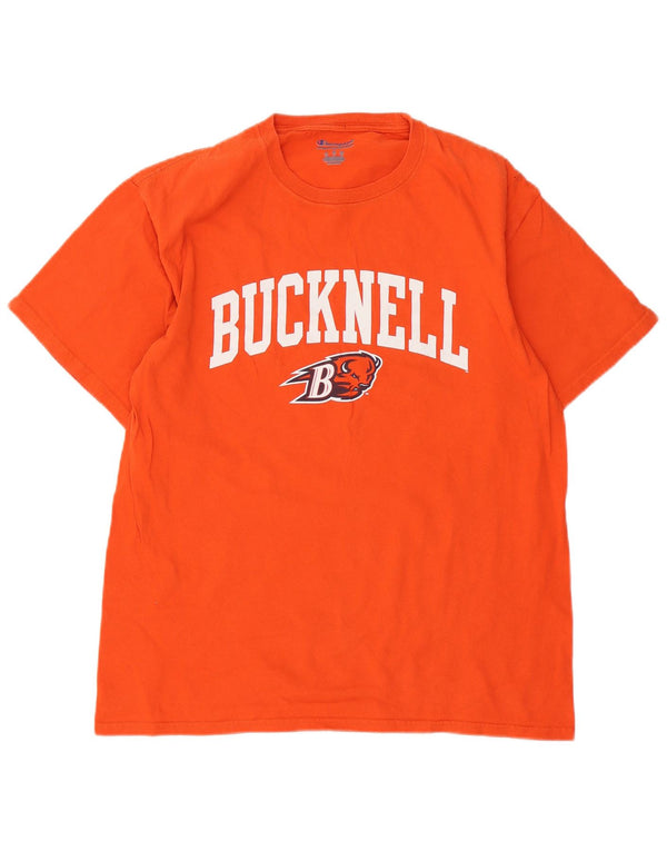 Camiseta masculina Champion Bucknell Bison Football com estampa grande laranja