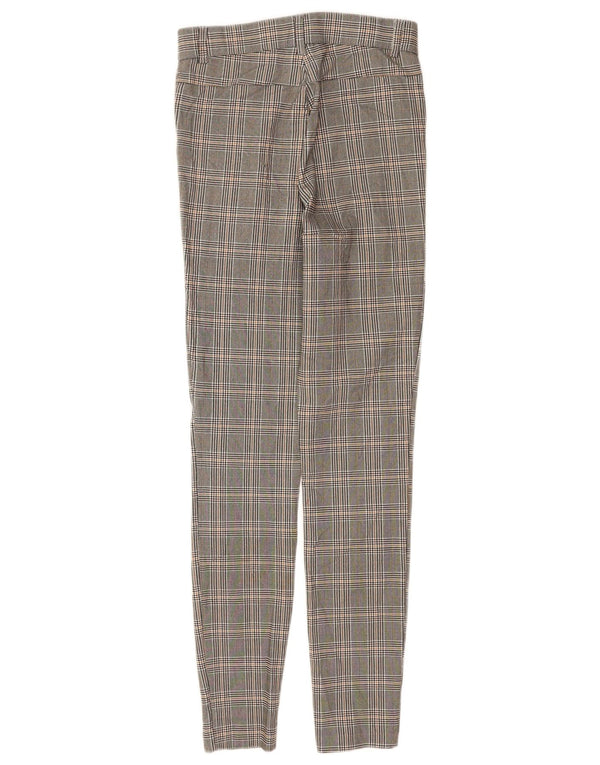 Calça feminina casual skinny Zara XS W24 L28 cinza xadrez viscose