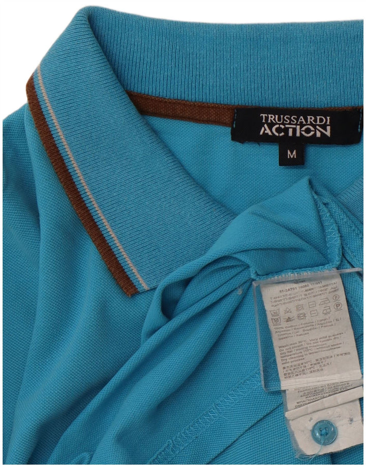Camisa polo masculina TRUSSARDI algodão azul médio