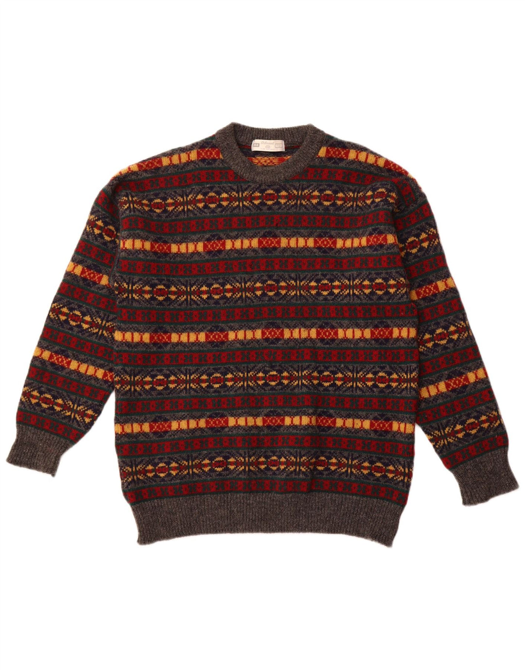 ST. Suéter masculino BERNARD com gola redonda, grande multicolorido Fair Isle